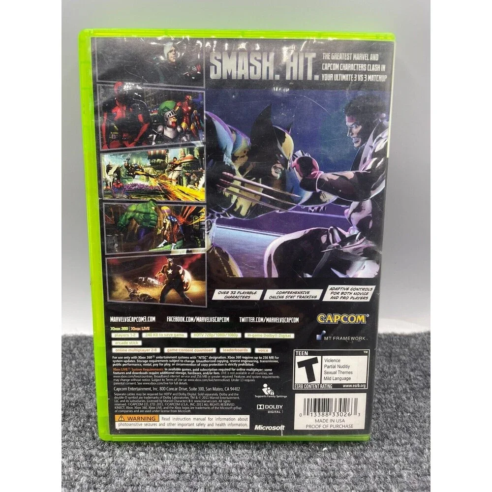Marvel vs. Capcom 3: Fate of Two Worlds (Microsoft Xbox 360, 2011)